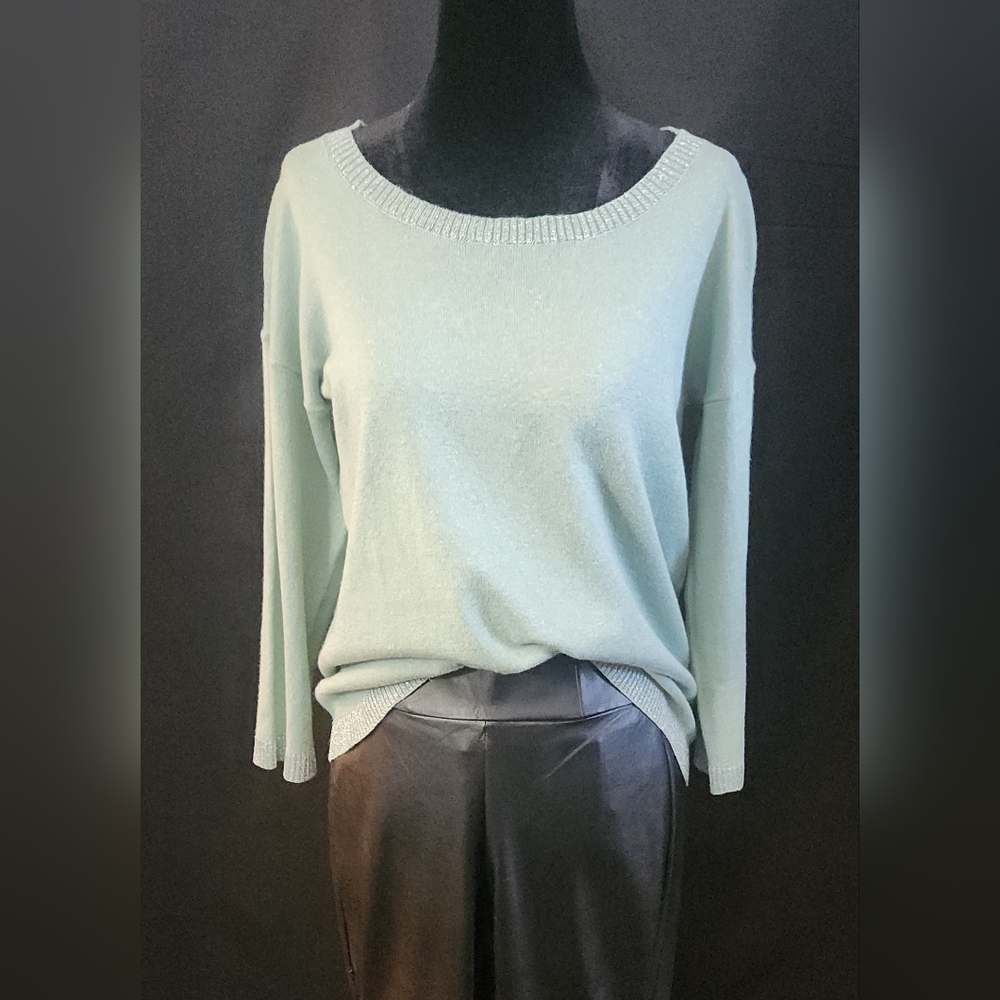 LOFT Shimmer Mixed Sweater in Mint Green Size XS/S